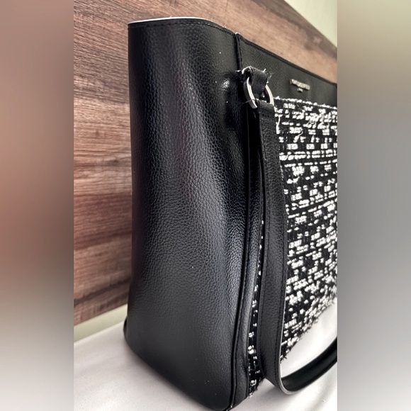 Karl Lagerfeld Paris Louise Black Leather and Tweed Tote VGC
